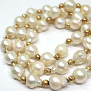 《K18 アコヤ本真珠ネックレス》A 約6.5-7.0mm珠 18.4g 約42cm pearl necklace ジュエリー jewelry EA6/EA7