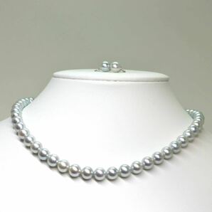 TASAKI(田崎真珠)箱付き!!《アコヤ本真珠ネックレス&K14WGイヤリング》A 約7.0-7.5mm珠 35.0g 約40cm pearl necklace jewelry EE5/EE5の画像3