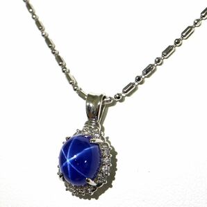 CrescentVert(クレサンベール) 《Pt950/Pt850 天然ダイヤモンド/スターサファイアネックレス》A 10.9g 44.5cm diamond jewelry ED8/EE0の画像2