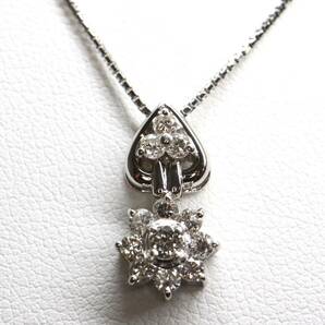 《Pt900/Pt850 天然ダイヤモンドネックレス》A 約5.1g 約39cm 0.50ct necklace diamond jewelry ジュエリー EB6/EB6の画像1