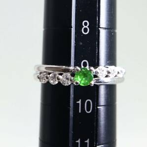 ソーティング付き!!《K18WG 天然デマントイドガーネット/天然ダイヤモンドリング》A 約2.7g 9号 0.14ct diamond ring 指輪 EB5/EC0の画像8