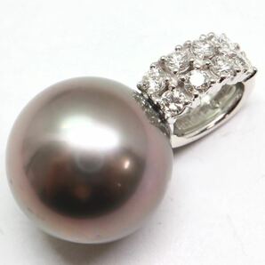 豪華!!TASAKI(田崎真珠)《K18WG 天然ダイヤモンド/南洋黒蝶真珠ペンダントトップ》A 約5.6g 0.29ct pearl diamond pendant jewelryEB4/EB9の画像5