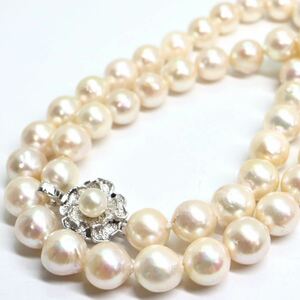 大珠!!《アコヤ本真珠ネックレス》A 約8.0-9.0mm珠 44.5g 約42cm pearl necklace ジュエリー jewelry DE0/DH0