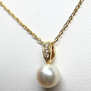 MIKIMOTO(ミキモト)《K18アコヤ本真珠/天然ダイヤモンドネックレス》A 約7.5mm珠 3.0g 約44.5cm pearl necklace diamond jewelry EB0/EB5の画像2