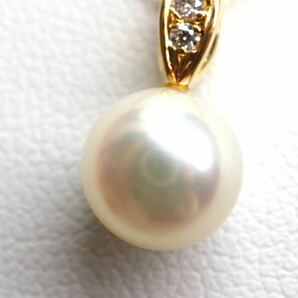 MIKIMOTO(ミキモト)《K18アコヤ本真珠/天然ダイヤモンドネックレス》A 約7.5mm珠 3.0g 約44.5cm pearl necklace diamond jewelry EB0/EB5の画像6