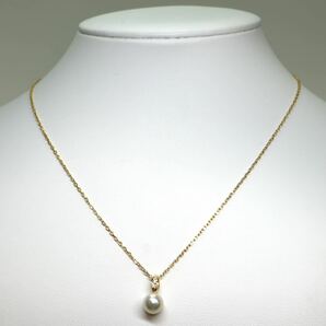 MIKIMOTO(ミキモト)《K18アコヤ本真珠/天然ダイヤモンドネックレス》A 約7.5mm珠 3.0g 約44.5cm pearl necklace diamond jewelry EB0/EB5の画像3
