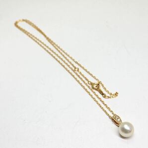 MIKIMOTO(ミキモト)《K18アコヤ本真珠/天然ダイヤモンドネックレス》A 約7.5mm珠 3.0g 約44.5cm pearl necklace diamond jewelry EB0/EB5の画像7