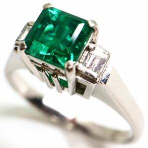 CrescentVert(クレサンベール)豪華!!《Pt900 エメラルド/天然ダイヤモンドリング》A 約5.2g 約12号 0.80ct 0.13ct 指輪 emerald EB9/EC3の画像1