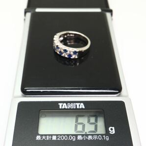 TASAKI(田崎真珠)箱/ソ付!!《Pt900 天然ダイヤモンド/天然サファイアリング》A 約6.9g 約10号 0.47ct diamond ring 指輪 jewelry ED3/EE3の画像10