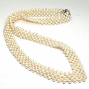 《本真珠3連ネックレス》A 42.2g 約51cm pearl necklace ジュエリー jewelry CH4/CH4の画像4