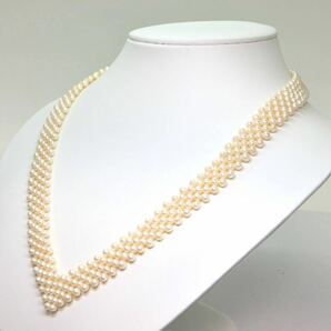 《本真珠3連ネックレス》A 42.2g 約51cm pearl necklace ジュエリー jewelry CH4/CH4の画像2