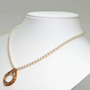 《天然ダイヤモンド付きアコヤ本真珠ネックレス》A 約3.5-4.0mm珠 12.0g 約40.5cm pearl necklace ジュエリー jewelry EB0/ED0の画像4
