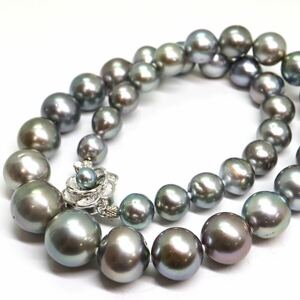 鑑別書付き!!《南洋黒蝶真珠ネックレス》A 約9.0-14.5mm珠 89.6g 約45cm pearl necklace ジュエリー jewelry EC0/EC0