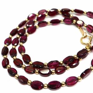 《K18 天然ガーネットネックレス》A 約8.5g 約41cm garnet necklace ジュエリー jewelry DD0/DH0☆の画像4