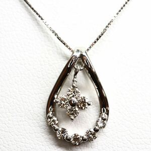 《Pt900/Pt850天然ダイヤモンドネックレス》A 約2.8g 約40cm 0.30ct necklace ジュエリー jewelry EA7/E