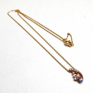 《K18 天然ダイヤモンド/天然タンザナイトネックレス》A 約3.0g 約39cm 0.05ct 0.18ct 0.12ct diamond necklace ジュエリー jewelry EB8/EBの画像7