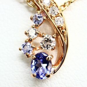 《K18 天然ダイヤモンド/天然タンザナイトネックレス》A 約3.0g 約39cm 0.05ct 0.18ct 0.12ct diamond necklace ジュエリー jewelry EB8/EBの画像6