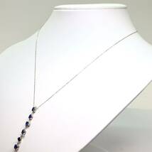 《Pt850 天然ダイヤモンド/天然サファイアネックレス》A 約3.6g 約44.5cm 0.29ct 0.22ct 0.32ct 0.27ct diamond necklace jewelry ED2_画像4