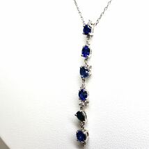 《Pt850 天然ダイヤモンド/天然サファイアネックレス》A 約3.6g 約44.5cm 0.29ct 0.22ct 0.32ct 0.27ct diamond necklace jewelry ED2_画像2