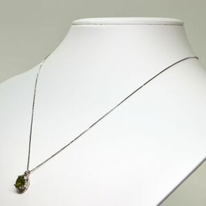 《Pt850 天然ダイヤモンド/天然ペリドットネックレス》A 約4.3g 約44.5cm 1.46ct 0.05ct peridot diamond necklace jewelry EB0/EBの画像4