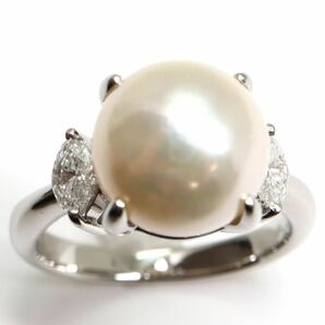 《Pt900 天然ダイヤモンド/アコヤ本真珠リング》A 約5.1g 約6.5号 0.22ct パール pearl ジュエリー ring 指輪 diamond EC6/EC8の画像3