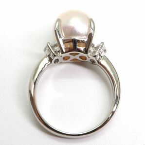 《Pt900 天然ダイヤモンド/アコヤ本真珠リング》A 約5.1g 約6.5号 0.22ct パール pearl ジュエリー ring 指輪 diamond EC6/EC8の画像8