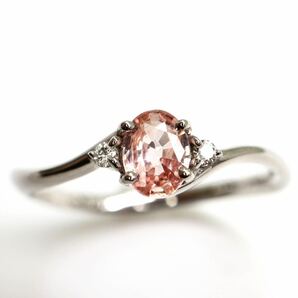 ソ付!《K18WG天然ダイヤモンド/天然オレンジサファイアリング》A 約2.3g 約13号 0.02ct 0.378ct sapphire orange ring 指輪 diamond EA5/EAの画像1