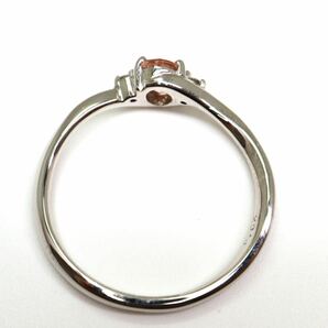 ソ付!《K18WG天然ダイヤモンド/天然オレンジサファイアリング》A 約2.3g 約13号 0.02ct 0.378ct sapphire orange ring 指輪 diamond EA5/EAの画像5
