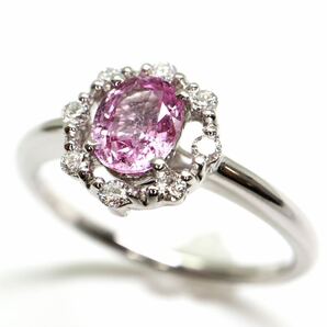 《K18WG 天然ピンクサファイア/天然ダイヤモンドリング》A 約2.9g 約12号 0.67ct sapphire pink ジュエリー ring 指輪 diamond EB9/ECの画像3