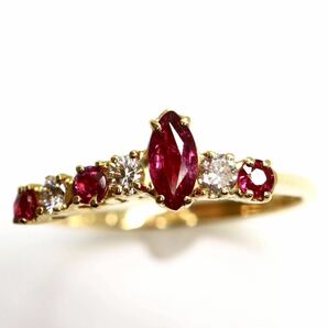 ソ付!!豪華!!《K18(750)天然ダイヤモンド/天然ルビーリング》A 約2.3g 約11.5号 ruby ring 指輪 diamond jewelry ジュエリー EB0/EB0の画像2