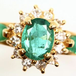 豪華!!《K18 天然エメラルド/天然ダイヤモンドリング》A 約3.3g 約13号 0.17ct 0.33ct 0.33ct emerald ジュエリー ring 指輪 diamondEB8/EBの画像4