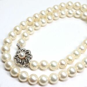 《アコヤ本真珠ネックレス》M 約7.0-7.5mm珠 32.8g 約42cm pearl necklace ジュエリー jewelry DC0/EA0