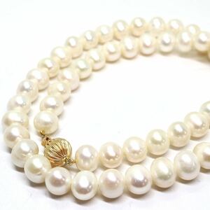 《本真珠ネックレス》M 約7.5-8.0mm珠 36.9g 約42cm pearl necklace ジュエリー jewelry DC0/DE0
