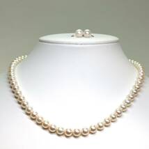 《アコヤ本真珠ネックレス&K14WGイヤリング》M 33.3g 約6.5-7.8mm珠 約43cm pearl necklace ジュエリー jewelry DH0/DH0_画像2