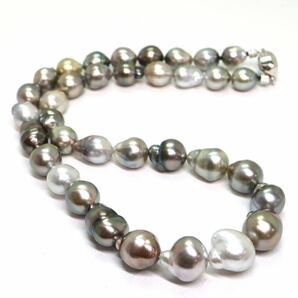 《南洋黒蝶真珠ネックレス》M 約8.5-13.0mm珠 56.2g 約44cm pearl necklace ジュエリー jewelry EA5/EA8の画像5