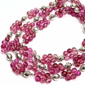 《K18WG 天然ピンクトルマリンネックレス》M 約18.4g 約61.5cm tourmaline pink necklace ジュエリー jewelry EA5☆の画像1