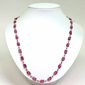 《K18WG 天然ピンクトルマリンネックレス》M 約18.4g 約61.5cm tourmaline pink necklace ジュエリー jewelry EA5☆の画像2