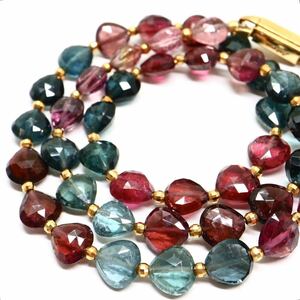 保証書付き!!Ambrose(アンブローズ)《K18天然マルチカラートルマリンネックレス》M 21.1g 約43cm tourmaline necklace jewelry EB5/ED8