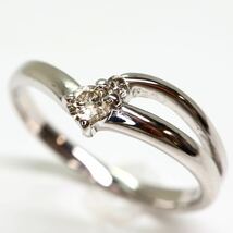 《K18WG 天然ダイヤモンドリング》M 2.5g 0.1ct 約11号 ジュエリー jewelry ring 指輪 diamond EB4/EB4_画像1