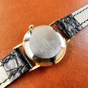 OH済! 極美品! SEIKO Crown 19石 クロコダイル本革 手縫いベルト Dバックル付 セイコー クラウン 15002 GOLD 手巻 国産 ビンテージ 腕時計の画像5