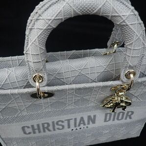 ◆54 バッグ74 Christian Dior LADY D-LITE ミディアムバッグ カナージュ グレー ハンドバッグ クリスチャン・ディオールの画像6