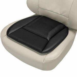 カーシート 座席 座面 シングル クッション センターサポート レザー メッシュ素材 コンビ ズレ防止 ストッパー付 約45x45cm 1枚 5205-43BK