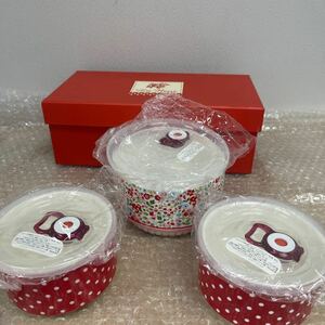 * La Fleur Misato ceramics range pack 3 point set (S) preservation container floral print dot pattern unused goods *