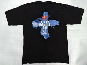 ブライアンアダムス　1996　tシャツ　バンド　黒　ヒビノビあり　XL　脇脇約55cm　襟スソ約77 cm　脇袖先約18cm　綿100