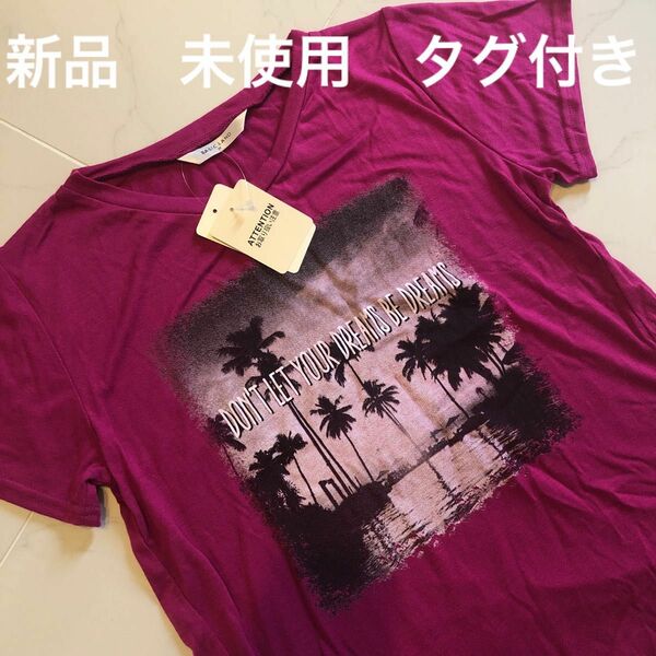 Tシャツ 半袖 半袖Tシャツ　ピンク　パープル　新品　ハワイ　Mサイズサイズ　レディース　ガールズ