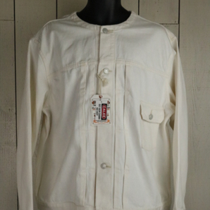 23AW【新品】☆CALEE：１ＳＴタイプ ノーカラー デニム ジャケット ホワイトデニム ＸＬ 2023秋冬/CL-23AW001SP/￥30,800の画像4