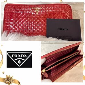 希少品 PRADA プラダ 長財布 マドラス レザー ピンク L字ファスナー