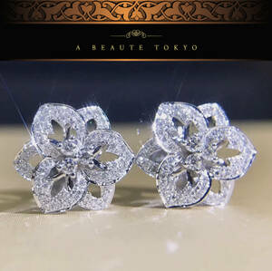  new goods * brilliancy guarantee Swarovski flower stud design earrings silver *silver925 jewelry pouch written guarantee crystal lady's 