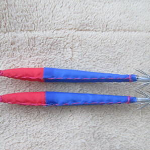 2本セット キーストン ウキプラ ハイブリッド針 赤青 硬質発泡浮きスッテ 全長110ｍｍ 同時梱包承りますの画像1