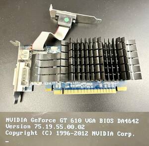 ◆ 動作品 ◆ nVidia GeForce GT 610 ( LP Lowprofile ロープロファイル 補助電源不要 )